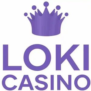 Logotipo de Loki Casino con una corona morada.