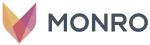 Logotipo de MONRO con un icono geométrico de cabeza de zorro y texto en negrita sobre un fondo blanco puro.